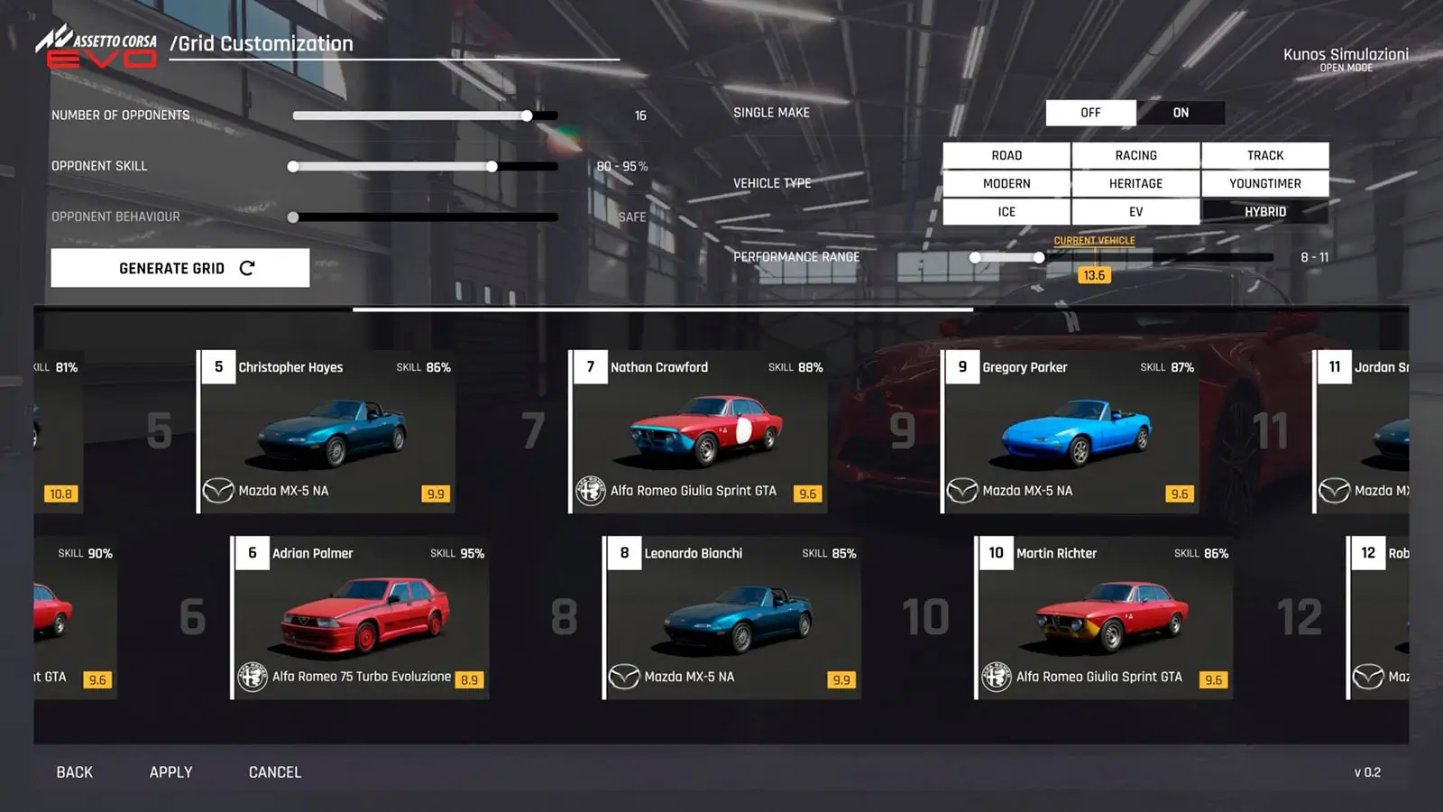 Assetto Corsa EVO 0.2 - Интерфейс и функциональность