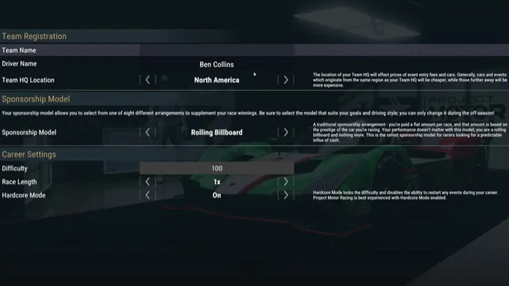 Project Motor Racing - Одиночная карьера: управление бюджетом и спонсорами